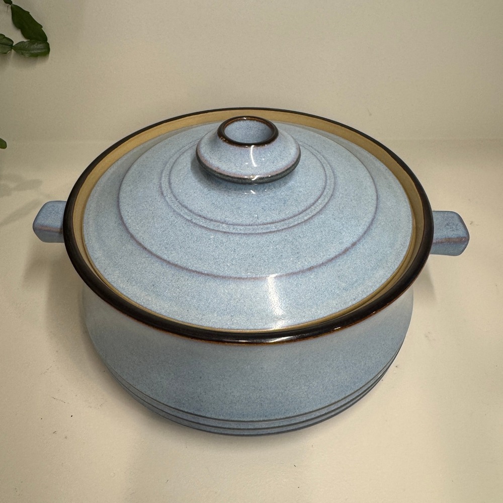 Denby-Langley Corfu Blue Stoneware Round Casserole Dish with Lid Made in England - Picture 12 of 12